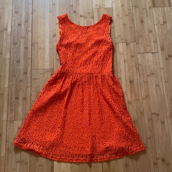 Orange Lace Sleeveless Shift Dress Small Clemson - Picture 2 of 9